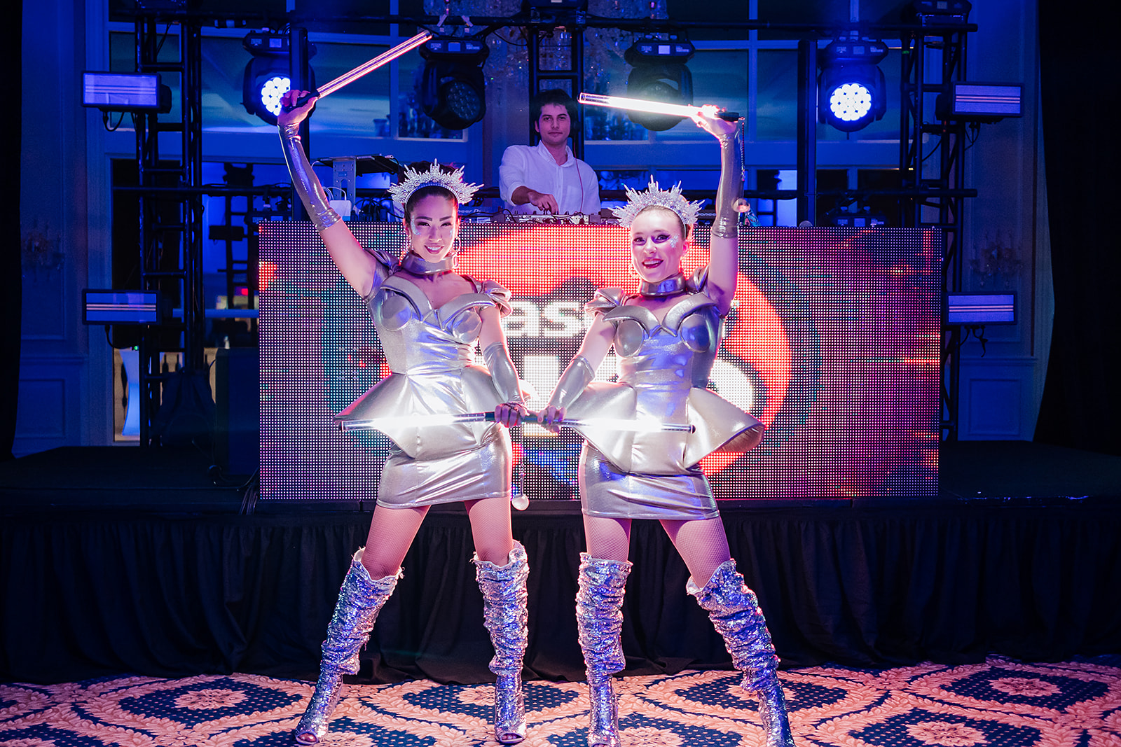 LED costumed performers entertaining at Kaseya SKO after-party in Miami