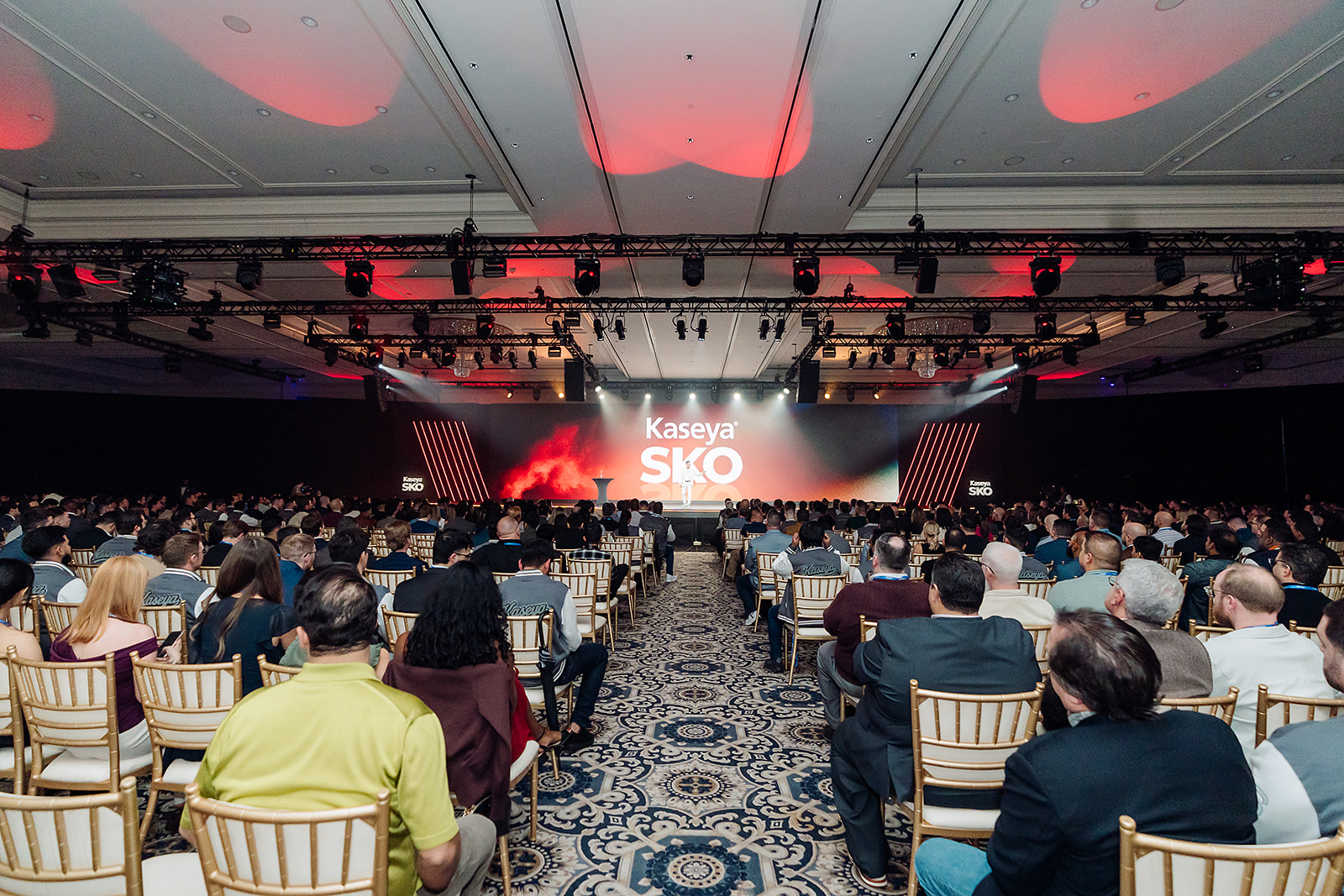 Kaseya SKO general session main stage in Miami with full audience