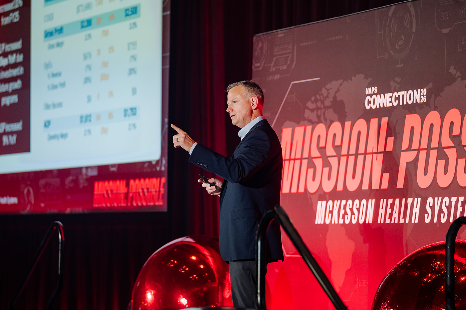 Keynote speaker presenting financials at NAPS Connection 2026 in Miami