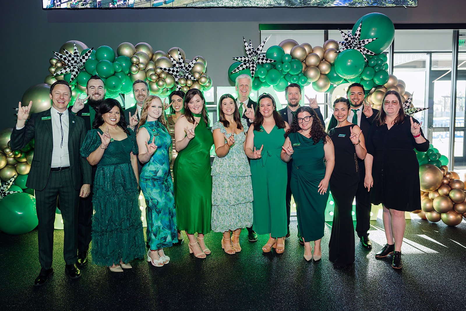 USF Alumni Association staff group photo at the Green and Gold Gala