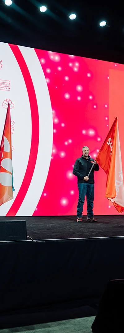 GoTo Foods brand flag ceremony on the Let's Go main stage at the Atlanta franchise conference