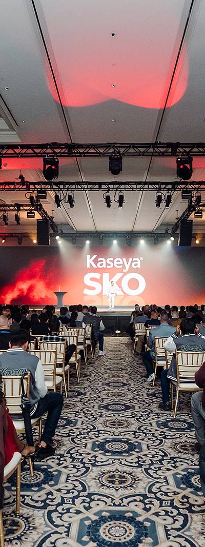 Kaseya SKO general session main stage in Miami with full audience